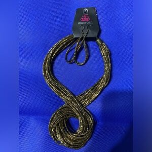 GOLD BUGLE BEAD NECKLACE & EARRING SET. Multi-strand. New!